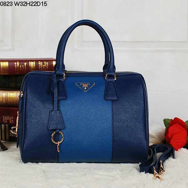 2014 Prada Saffiano Leather 32cm Two Handle Bag BL0823 royablue&blue for sale